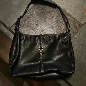 Vintage Coach Hampton Hobo Black Leather Handbag